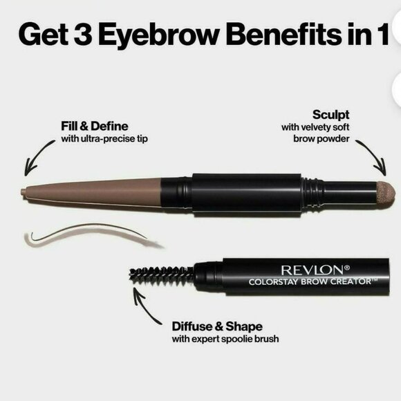 Revlon ColorStay Waterproof Brow Creator 2-in-1 Eyebrow Pencil Powder 620 Auburn - Picture 5 of 8